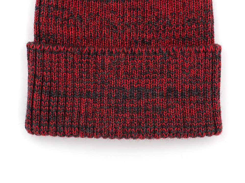 Шапка вязаная-резинка весенняя/осенняя КЭП(Красный/Темный меланж)