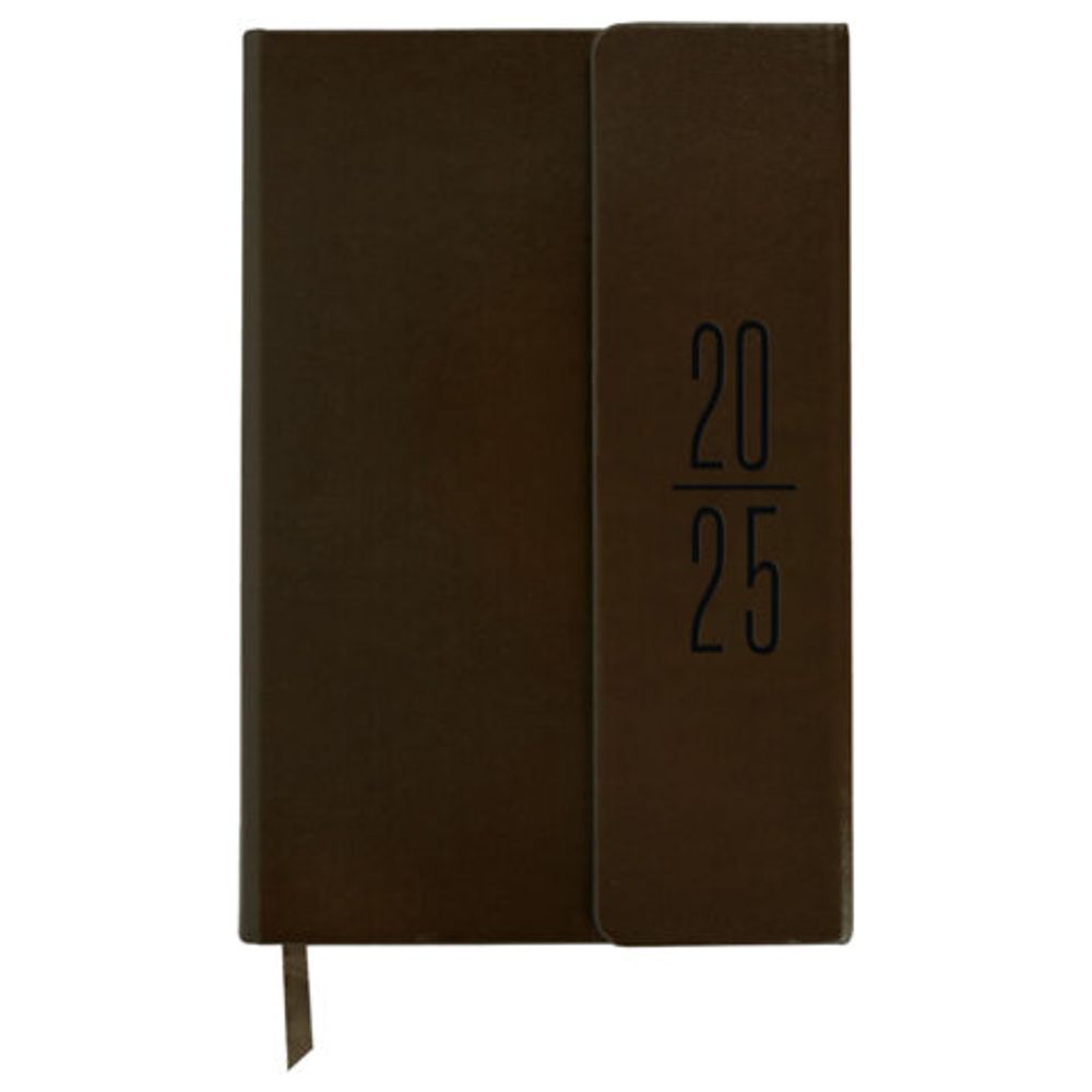 Ежедневник датированный 2025, А5, 138x213 мм, BRAUBERG "Towny", под кожу, клапан, коричневый, 115766