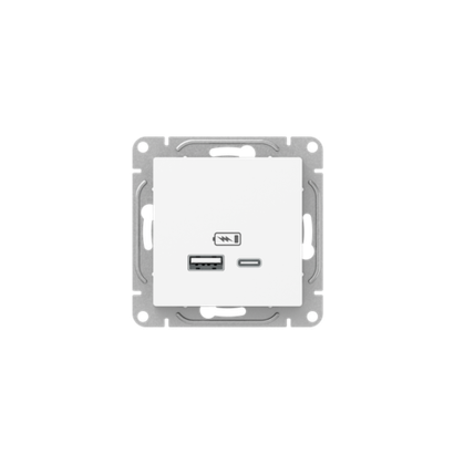 Механизм розетки USB-A+С, белый Эпика EKF