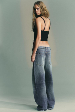 ZARA ЖАККАРДОВЫЙ ТОП-КОРСЕТ, ЧЕРНЫЙ