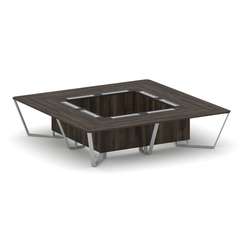 Steel Meet Стол переговорный квадратный KMK-PR.B.SP-16K Дуб Мали/Графит Глянец/Металл Серый 3200*320