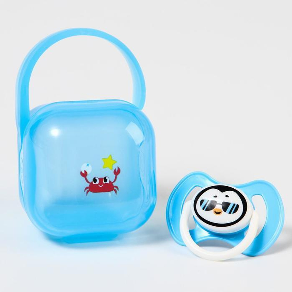 6478610 Соска-пустышка ортодонтическая силиконовая в контейнере «Пингвин»