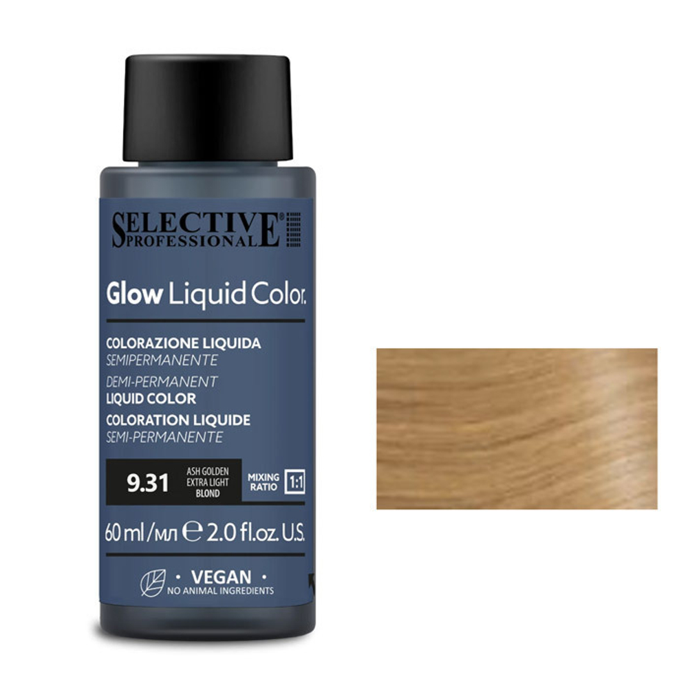 Glow Liquid Color Жидкий тонирующий краситель для волос "Glow Liquid Color", тон 9.31, 60 мл.