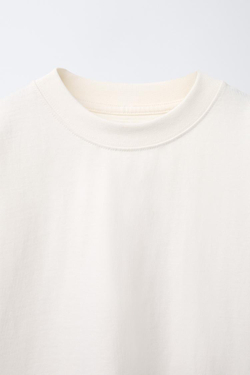 ZARA ФУТБОЛКА ИЗ ПЛОТНОЙ ТКАНИ С ВЫШИТОЙ НАДПИСЬЮ, БЕЛЫЙ