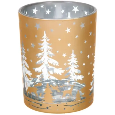 Подсвечник «Снежный лес» 10*12,5 см, Золото