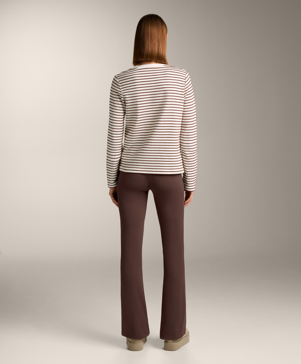 Oysho Лонгслив в полоску из смесового хлопка, коричневый