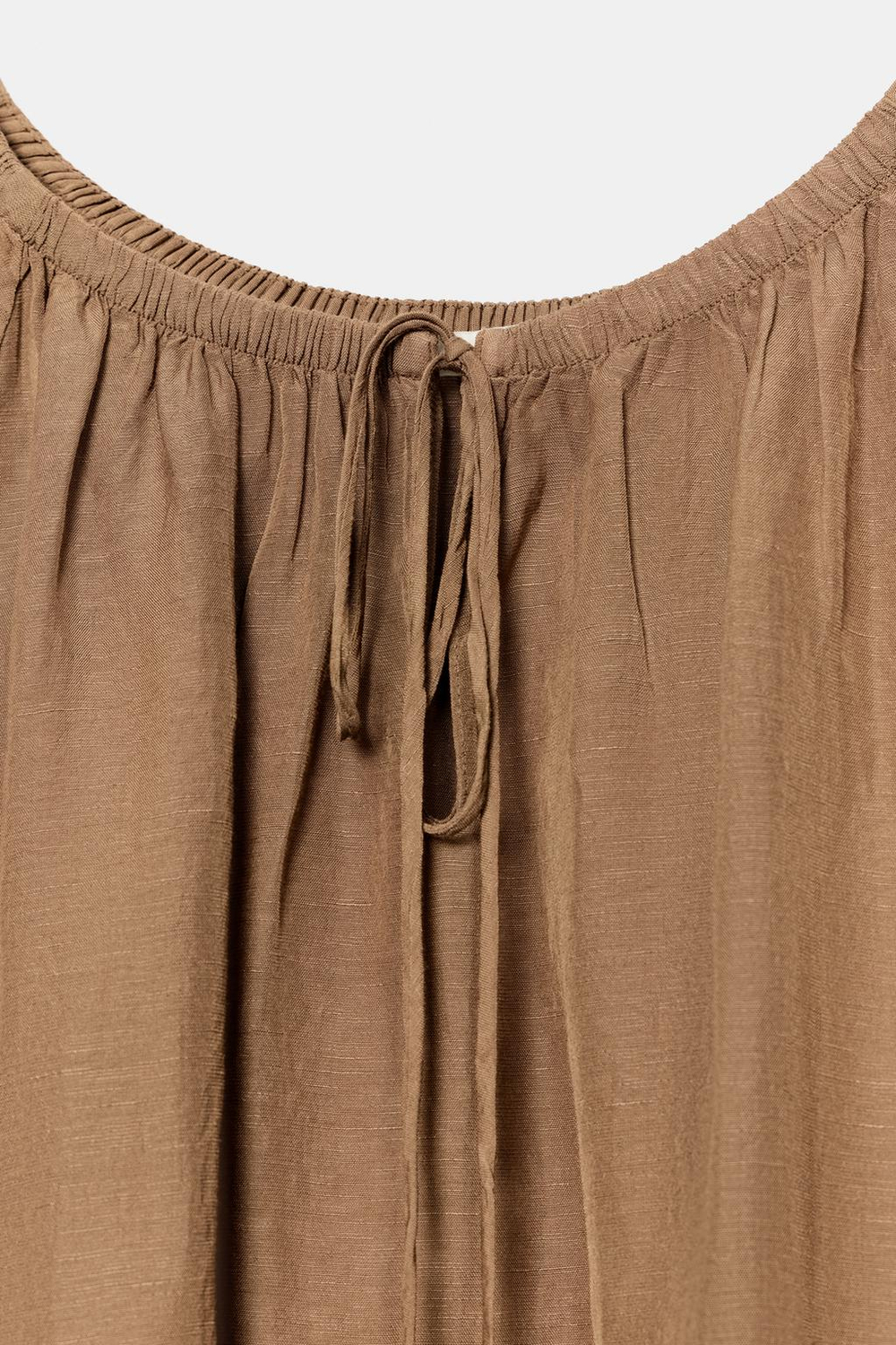 ZARA БЛУЗА ИЗ ЛЬНА — ZW COLLECTION, СВЕТЛО-КОРИЧНЕВЫЙ