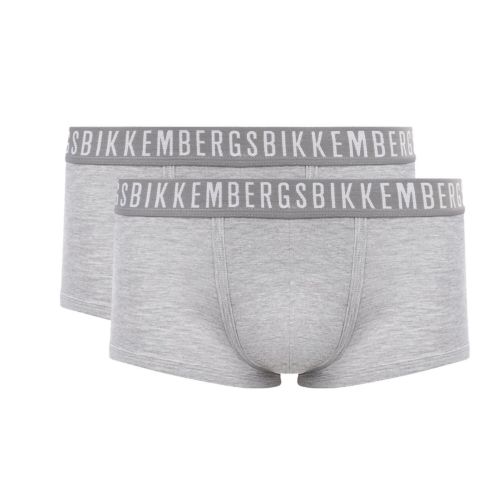Мужские трусы хипсы серые набор 2 в 1 Bikkembergs CLASSIC BKK1UTR02BI/2