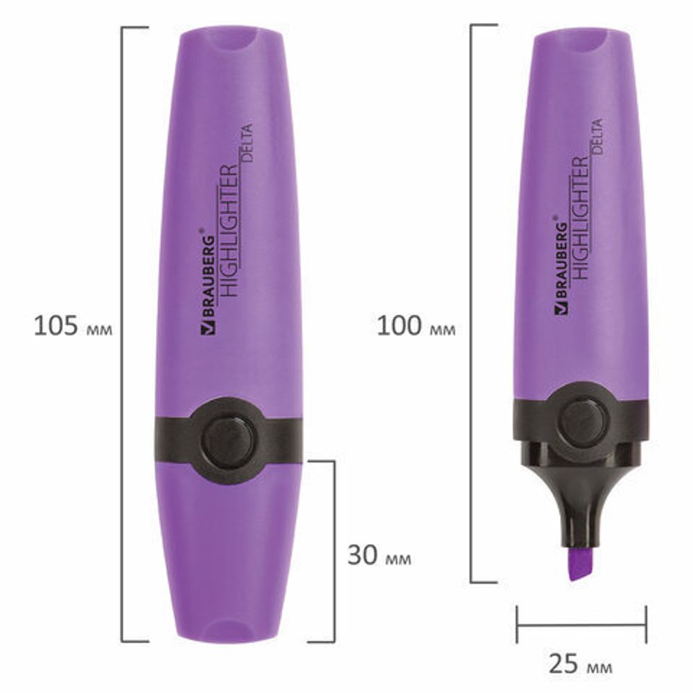 Текстовыделитель BRAUBERG "DELTA", ФИОЛЕТОВЫЙ, линия 1-5 мм, 151723