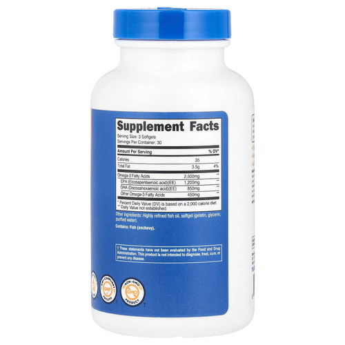 Nutricost, Омега-3, 90 капсул (833 мг в каждой капсуле)