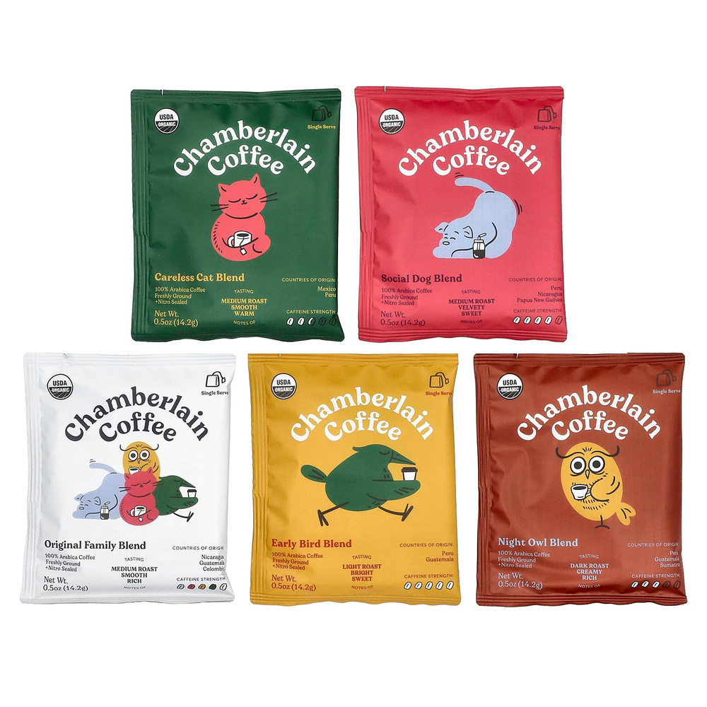 Chamberlain Coffee, Variety Box, 10 порционных пакетиков, 142 г (5 унций)