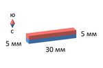 Неодимовый магнит прямоугольный 30х5х5 мм