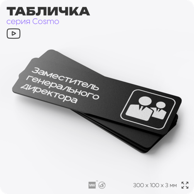 Табличка Заместитель генерального директора, 30х10 см, для офиса, кафе, магазина, паркинга, серия COSMO, Айдентика Технолоджи