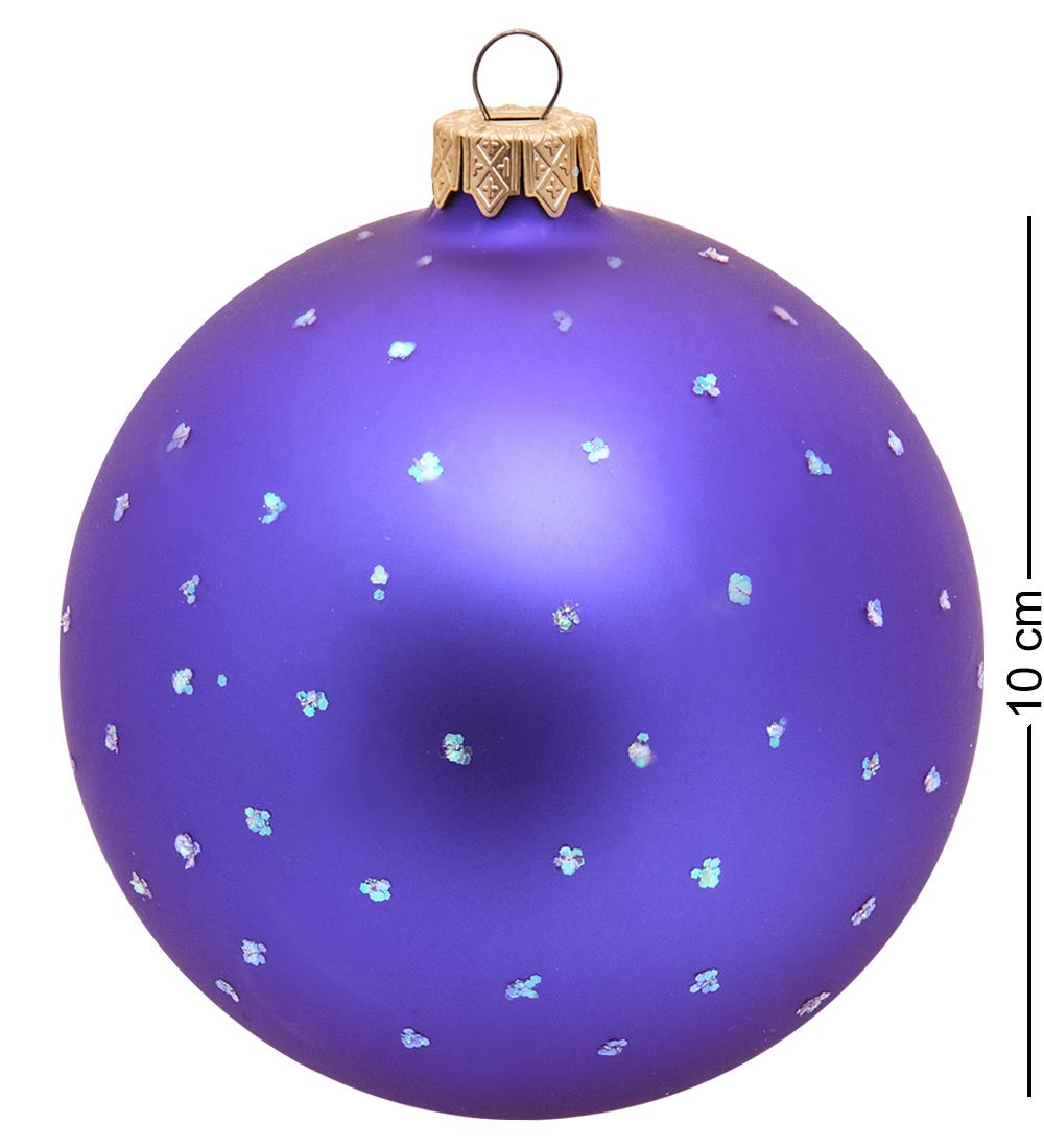 НФШ-1465/1 Ел.украшение Шар «Дед Мороз со снеговиками» синий 100 мм