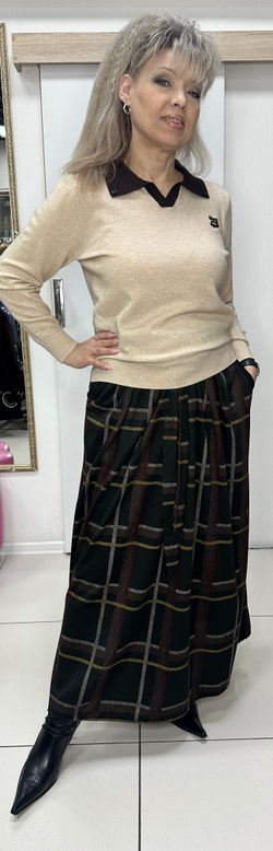 Длинная, теплая юбка в клетку