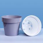 Кашпо для цветов пластиковое 6л d-23см «Порто» со вставкой серый шёлк