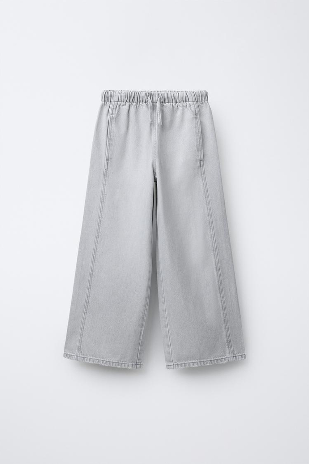 ZARA ДЖИНСЫ WIDE LEG НА ШНУРКЕ, СЕРЫЙ