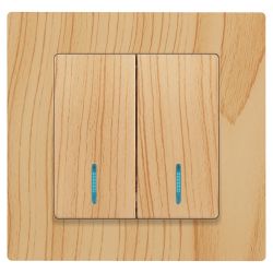 Выключатель Intro Accent 6-105-11 двойной с подсветкой, 10А-250В, IP20, СУ, AL/CU, сосна | Intro