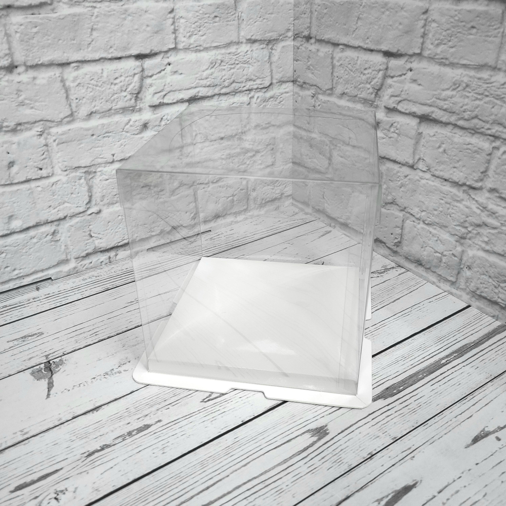 Коробка для торта ПЭТ Премиум квадрат 15,5*15,5*22 см (внутр высота 20 см)