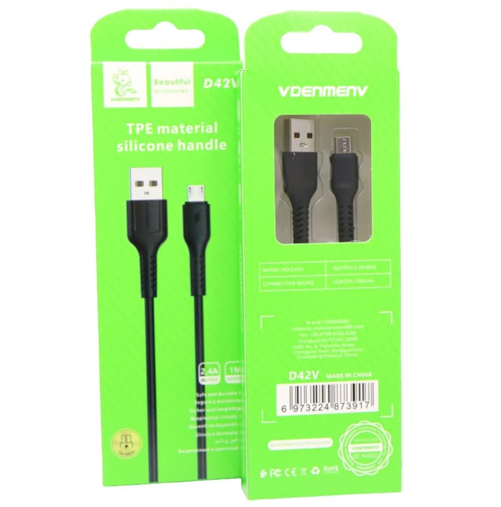 Кабель USB - Micro DENMEN D42V (черный) 1м