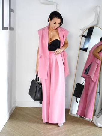 Брюки палаццо в нежно-розовом