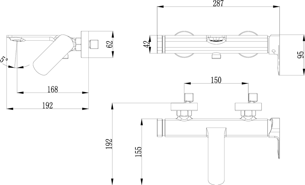 Смеситель для ванны с душем STWORKI Вестерос S26100CR хром