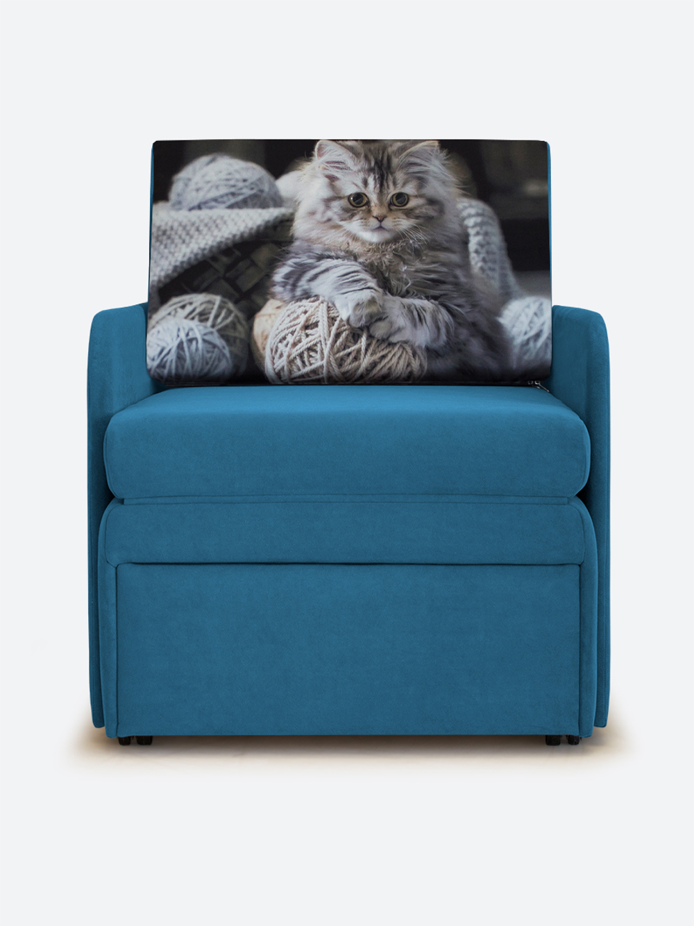 Кресло-кровать "Миник" с подлокотниками, купон Котенок в клубках