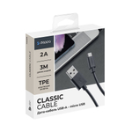 Дата кабель USB - micro USB, 3м, 3A, черный