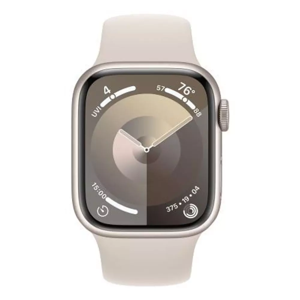 Apple Watch Series 9, 45 мм, из алюминия цвета «сияющая звезда», спортивный ремешок