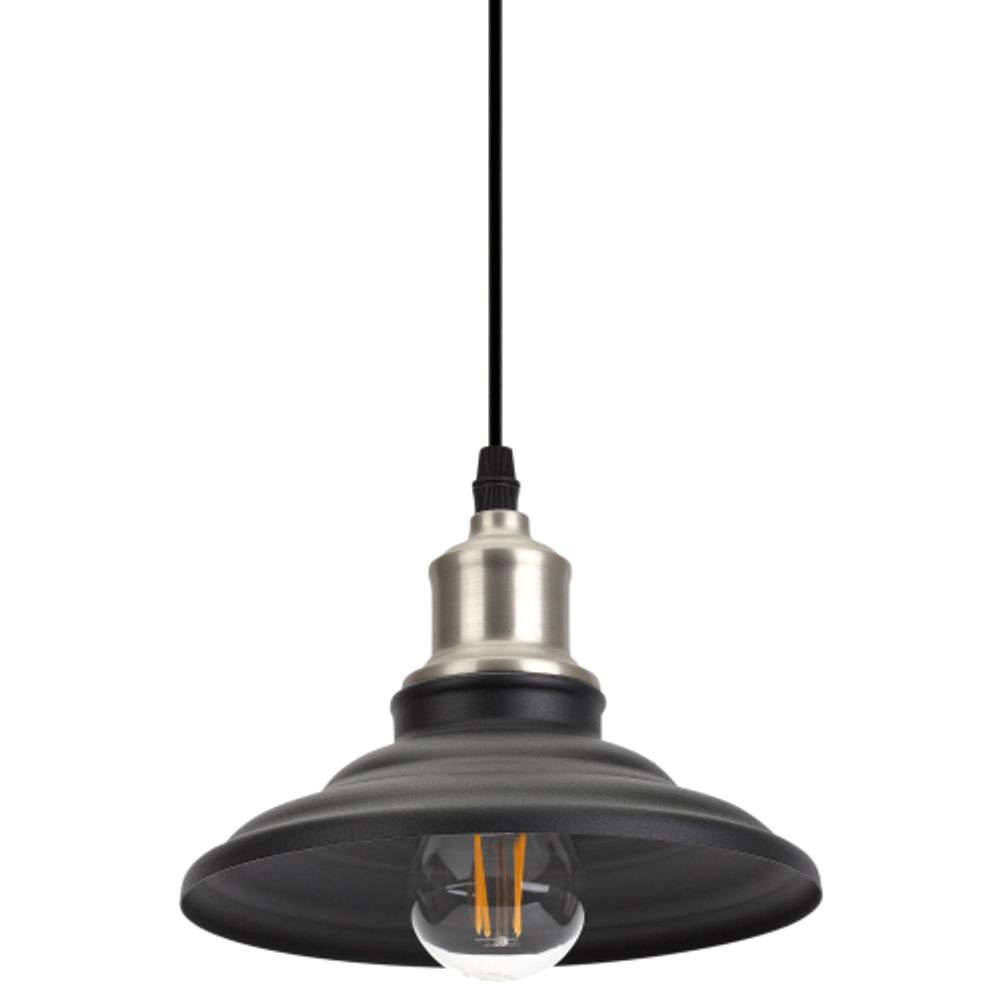 Светильник подвесной (подвес) ЭРА PL4 BK/BN металл,E27,max 60W,высота плафона 80мм,подвеса 800мм,черный/темный никель