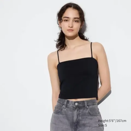 UNIQLO УКОРОЧЕННЫЙ ТОП, ЧЕРНЫЙ