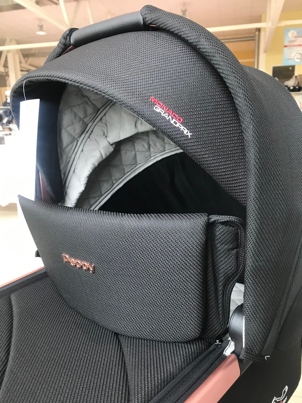 Коляска детская Peppy Monaco 2 в 1 GP Rose Black (черный), рама черн-золотая, шлифованный алюминий