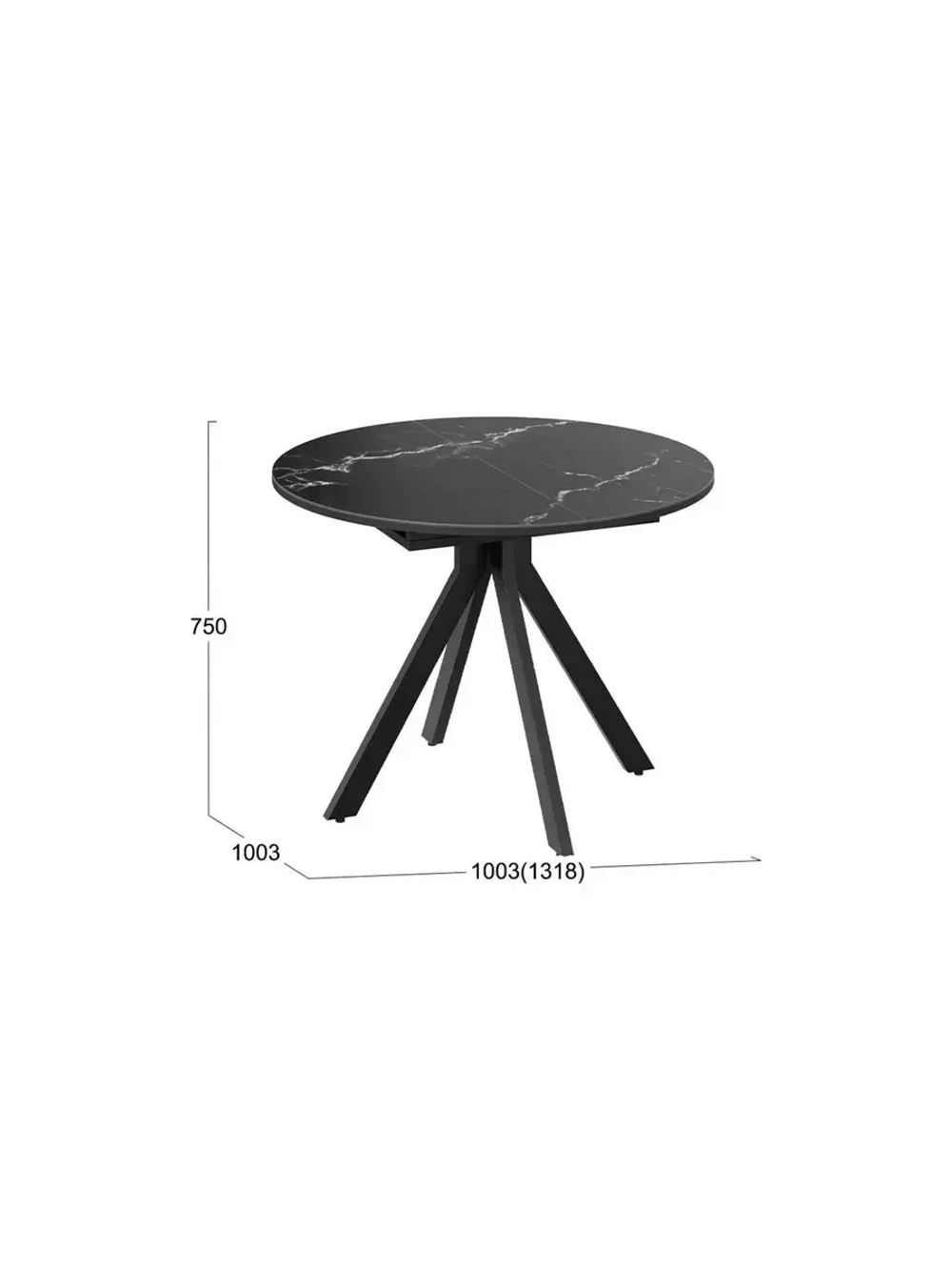 Стол кухонный Стекло матовое черный мрамор 100(132)х75х75 см