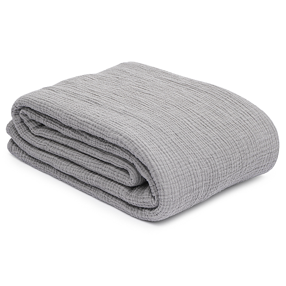 Покрывало двухстороннее из многослойного муслина серого цвета из коллекции essential, 230x250 см