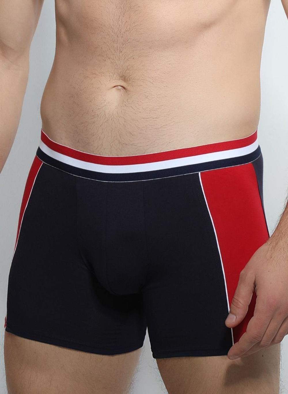 Трусы-боксеры с широкими цветными полосами по бокам (Размер: XXL) (Цвет: красный)
