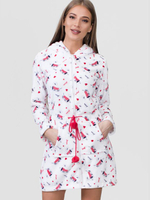 Теплый халат на молнии с таксами (Размер: L) (Цвет: белый)