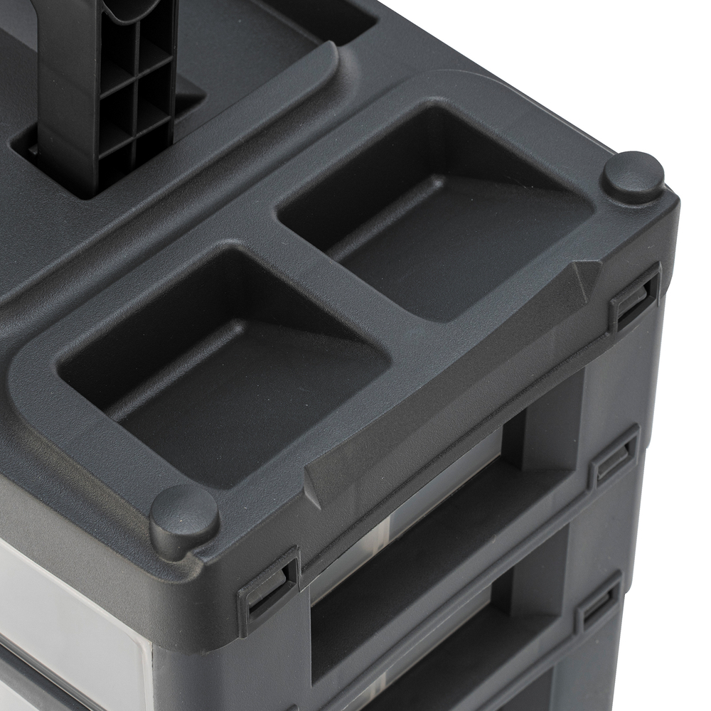 Органайзер для хранения с выдвижными лотками 310х150х260мм, 4 секции, пластик Stels