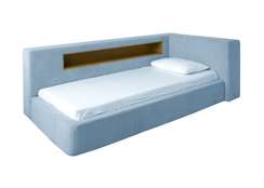 Диван-кровать Cube c нишей L (голубой)