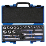 KING TONY (3523MRV11) Набор торцевых головок с принадлежностями 3/8", 6-гранные, 6-24 мм, 23 предмета