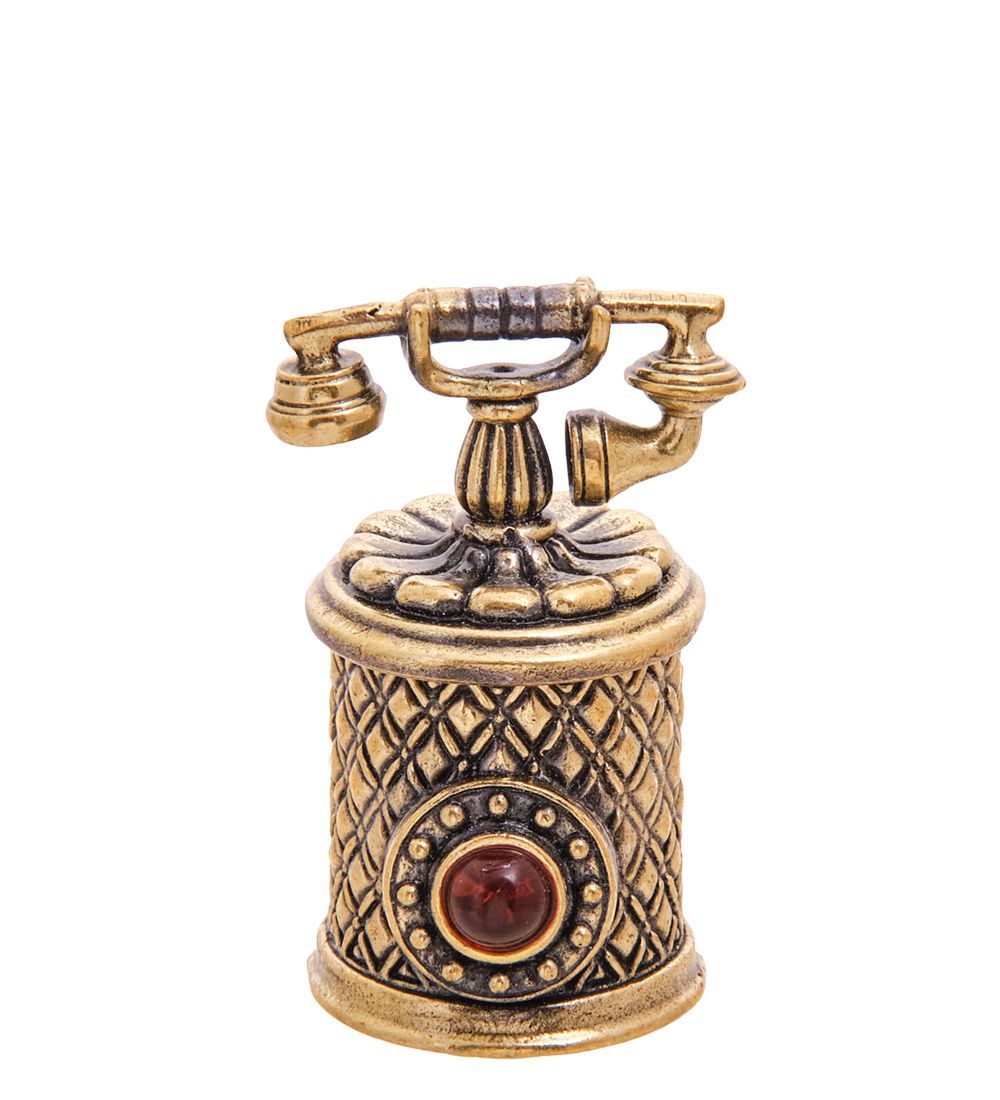 AM-3565 Наперсток «Телефон Винтаж» (латунь, янтарь)