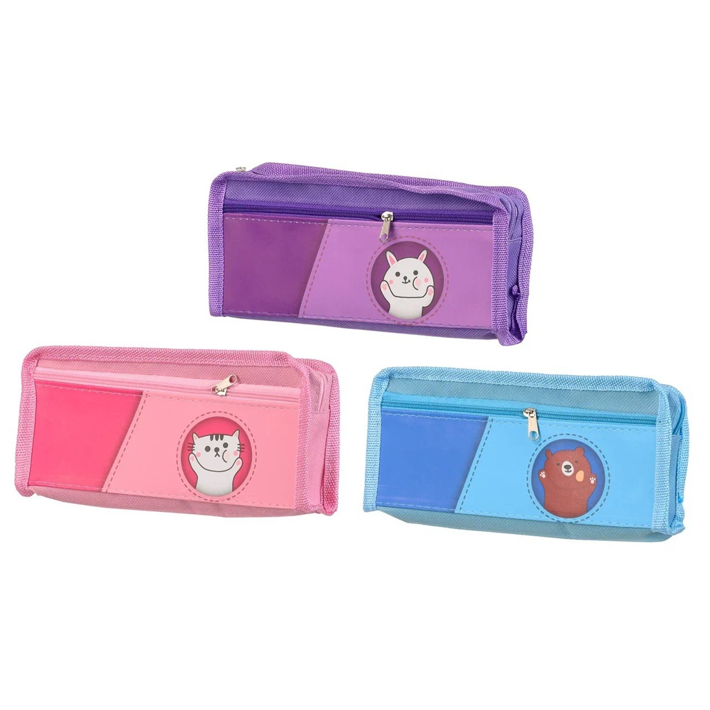 Пенал-косметичка Basir без наполнения, 20,5*9*4 см, серия "Животные", с боковым карманом, ассорти