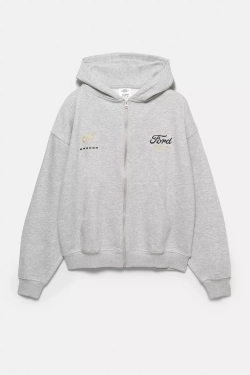 PULL&BEAR Толстовка на молнии Ford, серый меланж