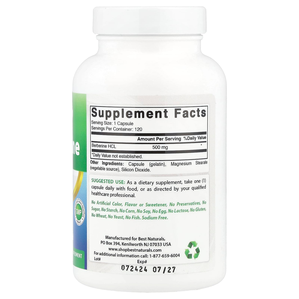 Best Naturals, Берберин, 500 мг, 120 капсул