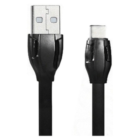 Кабель USB - Type-C Remax RC-035a (плоский, с подсветкой) Черный