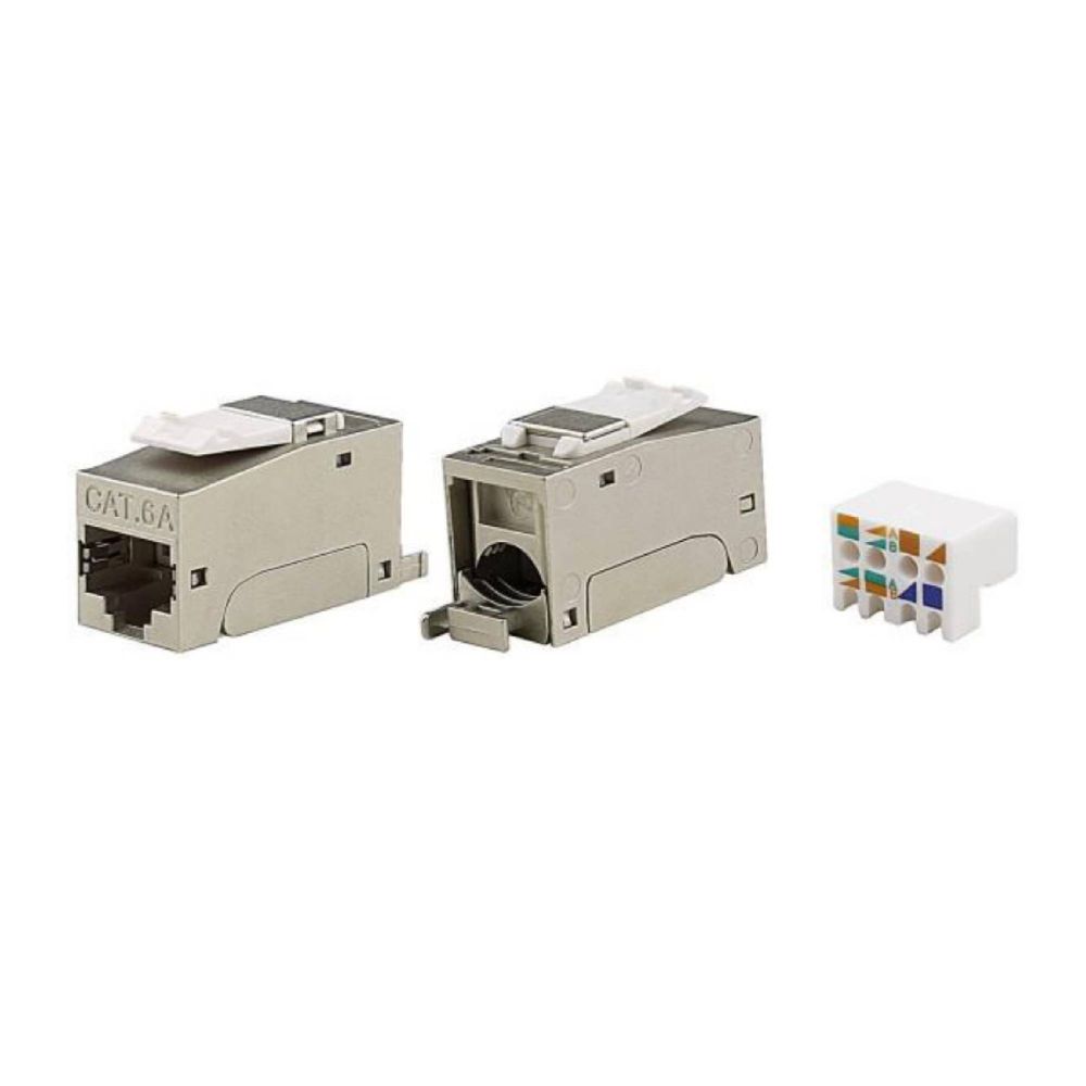 Модуль  Keystone RJ45 CAT6A экранированный, 90 градусов, серебристый(форм-фактор S10)