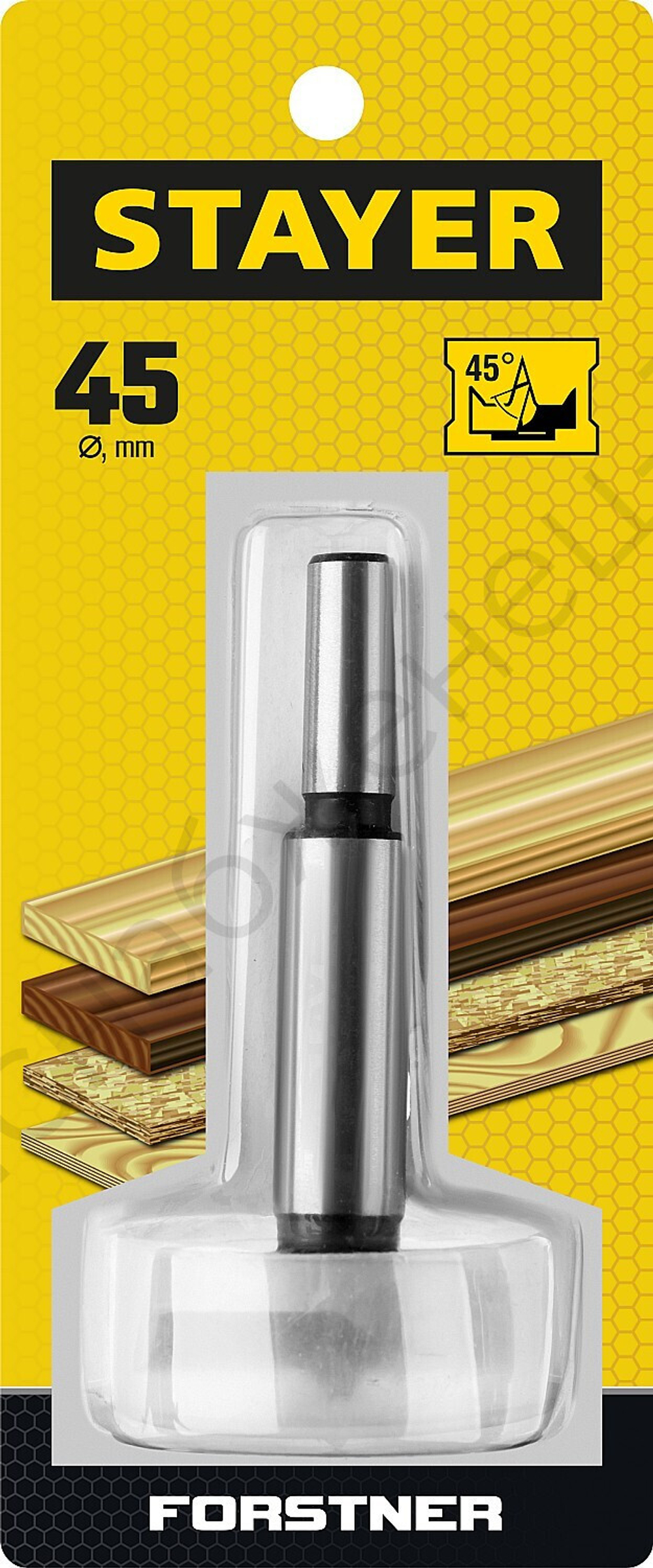 STAYER Forstner 45мм, сверло форстнера по дереву, ДСП