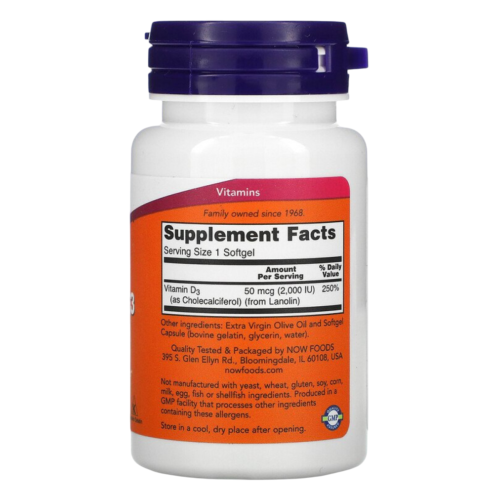 Now Foods Vitamin D3 2000 IU 120 softgels , Витамин Д3