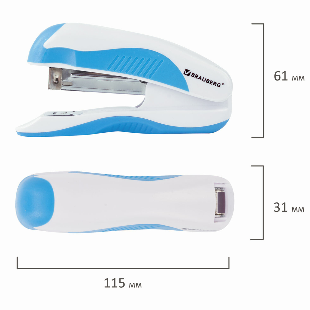 Степлер №24/6 26/6 BRAUBERG "JET PRO" до 25 листов эргономичный ассорти (2 штуки в упаковке)