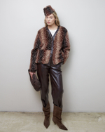 Куртка двухсторонняя из шерсти Стелла Маккартни и искусственной кожи шоколад