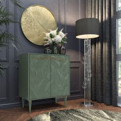 Комод Арт Колор leaves Классик Голд с 2 полками Зеленый нефрит